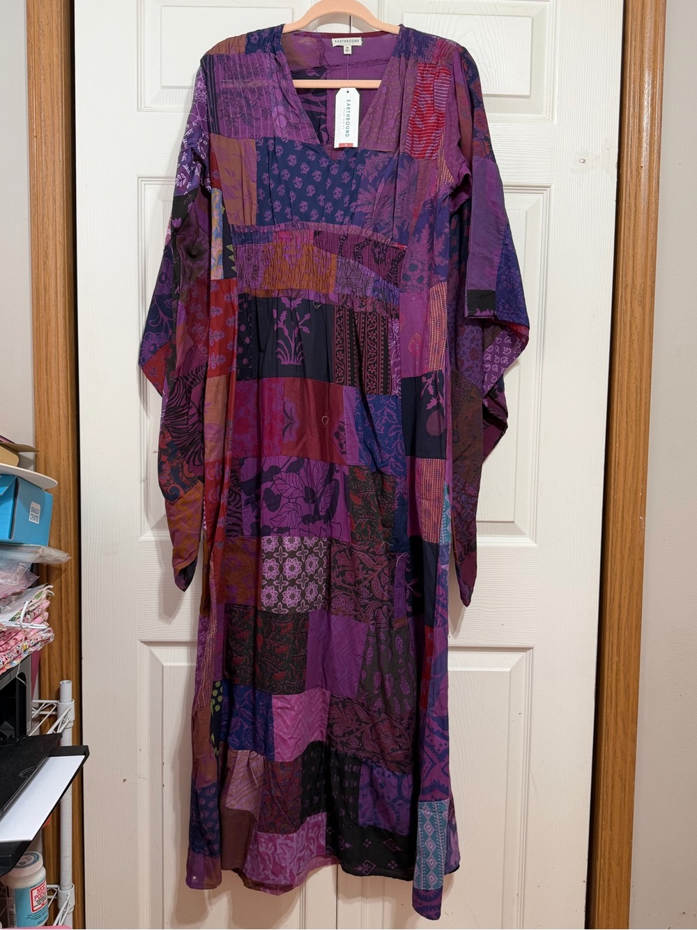Bohemian Patchwork Maxi Dress Overdyed in Purple